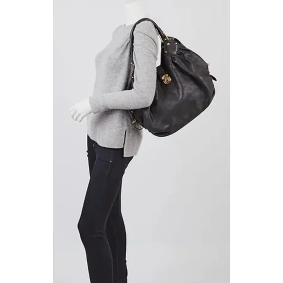 Louis Vuitton Mahina XL Black Monogram Hobo Bag in Leather – Made in Italy - Picture 3 of 11